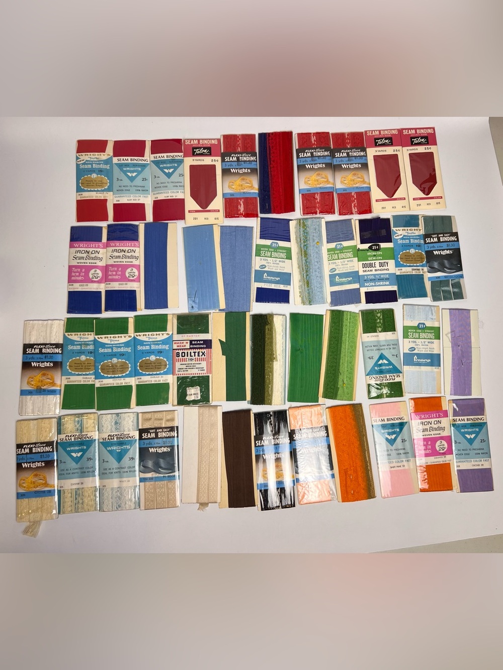 Vintage lot of 45 Seam Binding Various Brands & Colors Sewing Notions